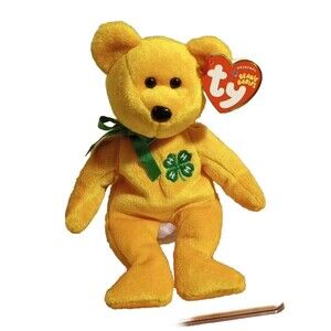TY Beanie Baby - 4-H Club the Bear Dated 2005 - With Tags Goldish With Green Bow